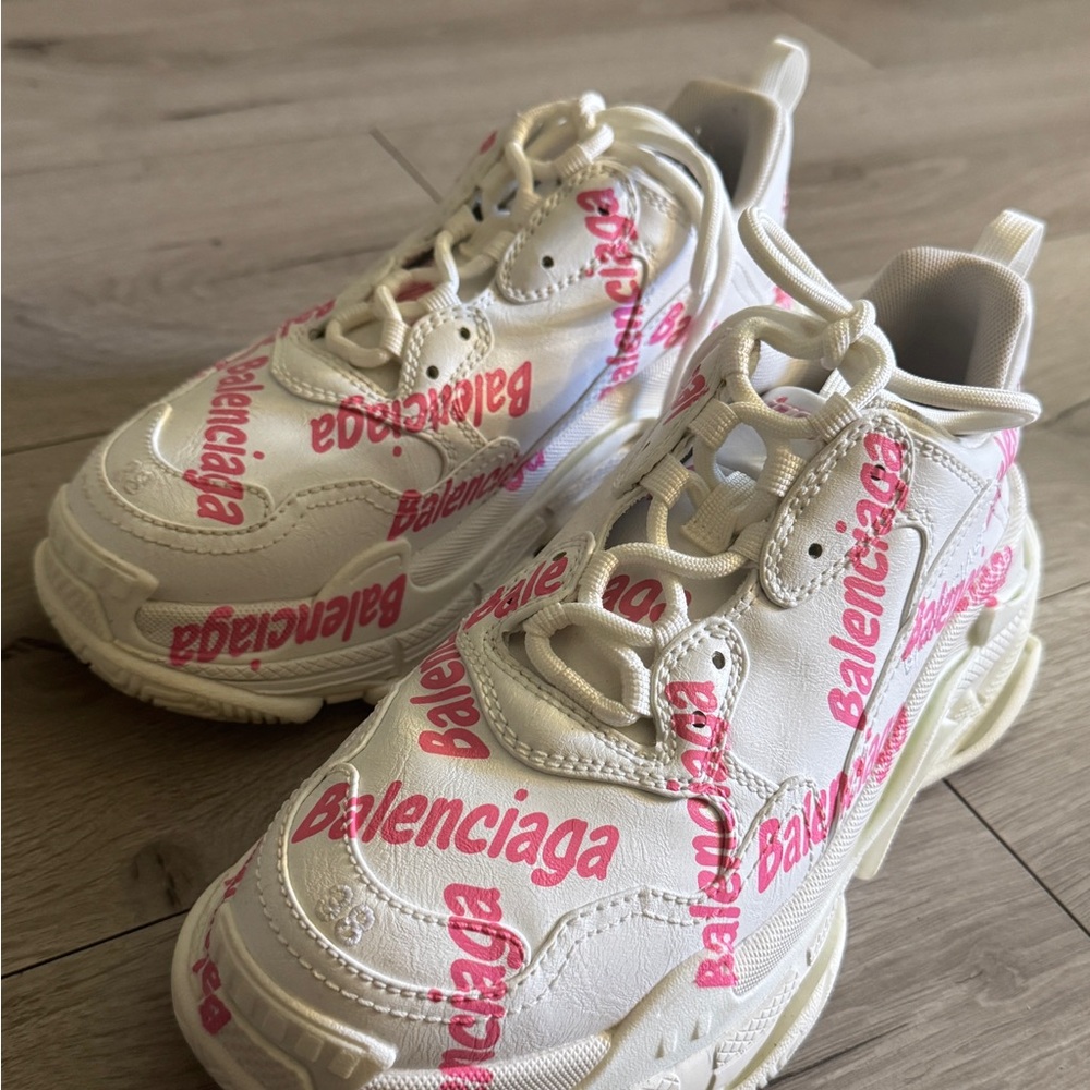 Balenciaga White and Pink Chunky Sneakers